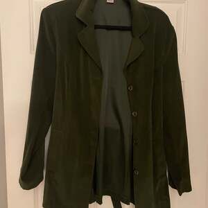 Notations Women's Olive Green Washable Faux Suede Belted Blazer SzXL